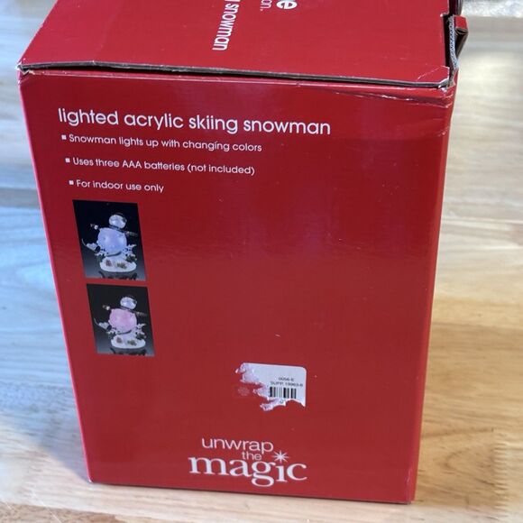 JCPENNEY HOME COLLECTION LIGHTED ACRYLIC SKIING SNOWMAN W/BOX-RAINBOW COLORS! - Picture 13 of 15